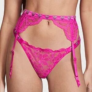 Victoria's Secret  HEART SHINE set garter belt panty  medium new